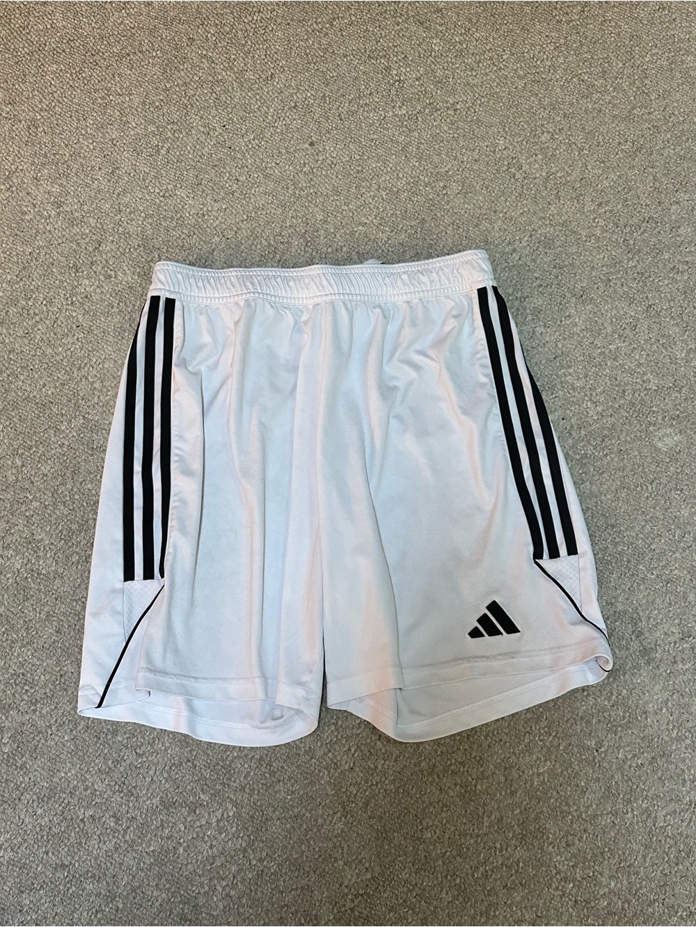 adidas White Men’s Athletic Shorts with Black Stripes